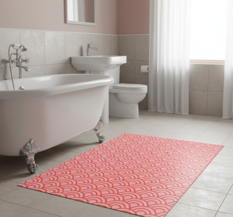 Bathroom vinyl rug in living coral pantone - TenStickers