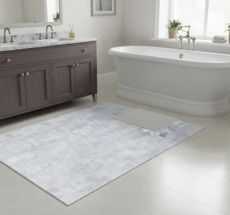 Bathroom vinyl rug in weathered gray brick pattern - TenStickers
