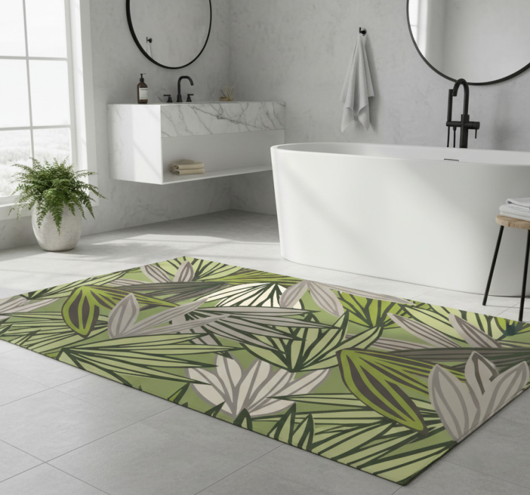 Bathroom vinyl rug jungle wallpaper with trees - TenStickers
