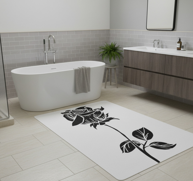 Bathroom vinyl rug rose for shower screen - TenStickers