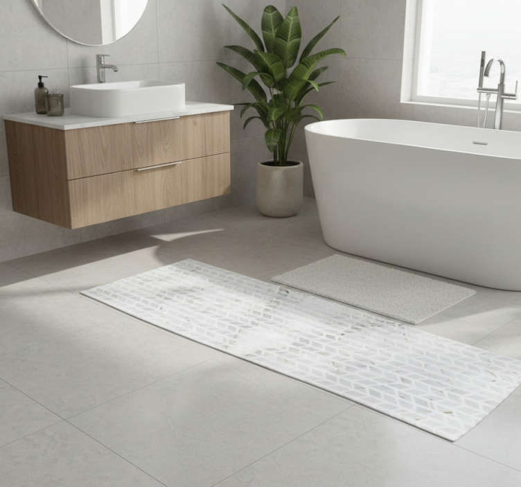 Bathroom vinyl rug small gold marble tiles - TenStickers