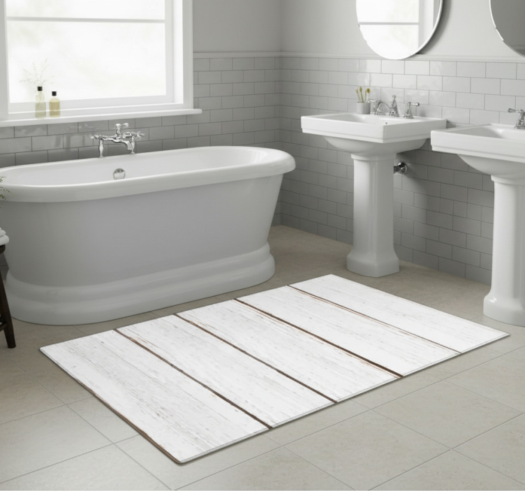 Bathroom vinyl rug vintage wood striped wallpaper - TenStickers