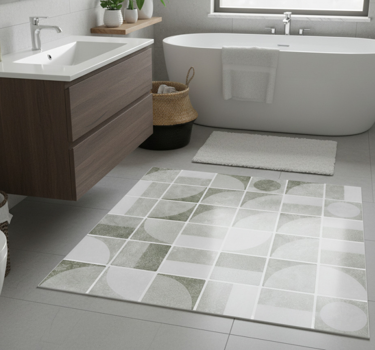 Bathroom vinyl rug with abstract grey shapes - TenStickers