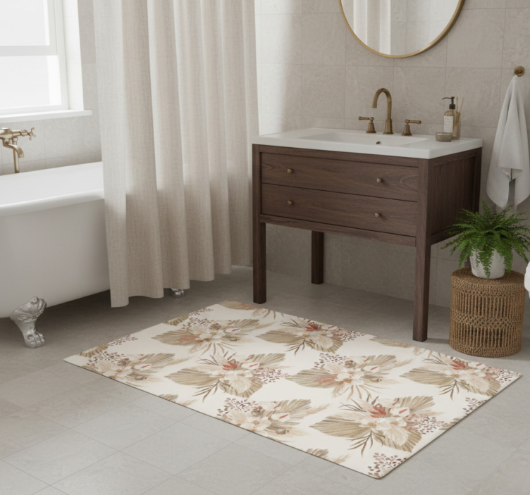 Bathroom vinyl rug with dried flowers and pampas grass - TenStickers