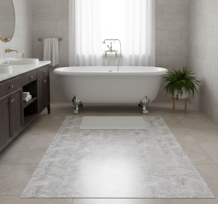 Bathroom vinyl rug with gold marble hexagonal pattern - TenStickers