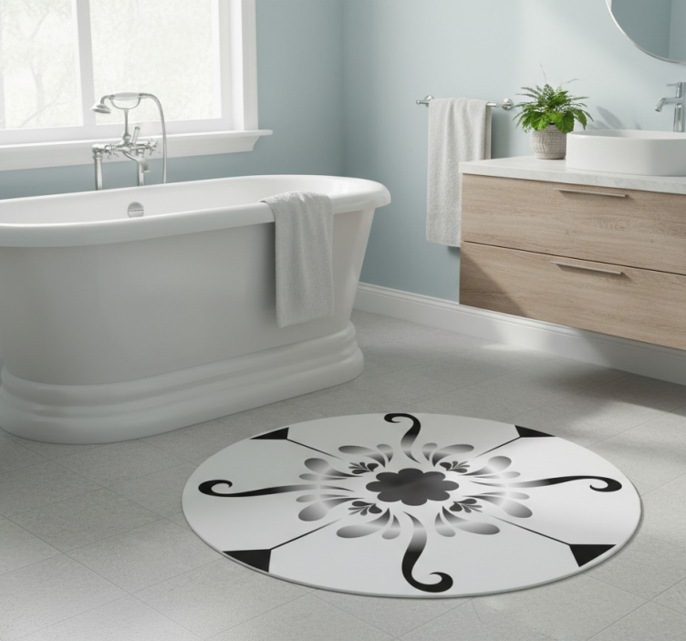 Bathroom vinyl rug with tile design pattern - TenStickers