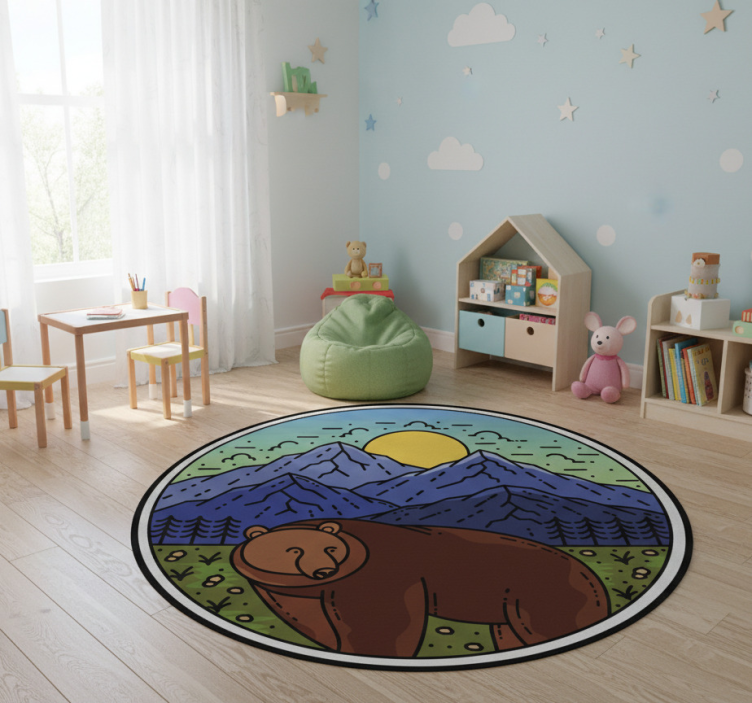 Bear in landscape animal vinyl rug - TenStickers