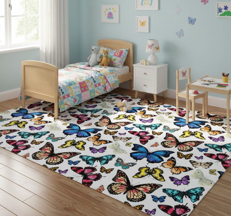 Beautiful and colorful butterflies animal vinyl rug - TenStickers