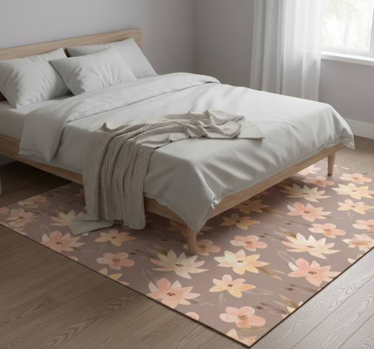 Bedroom vinyl rug aquarella pastel flower design - TenStickers