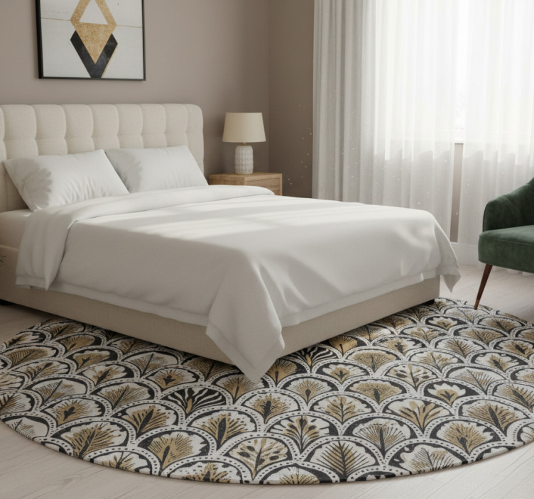 Bedroom vinyl rug art deco fan pattern - TenStickers