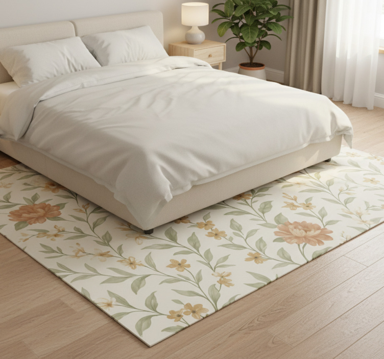 Bedroom vinyl rug asian blossom design - TenStickers