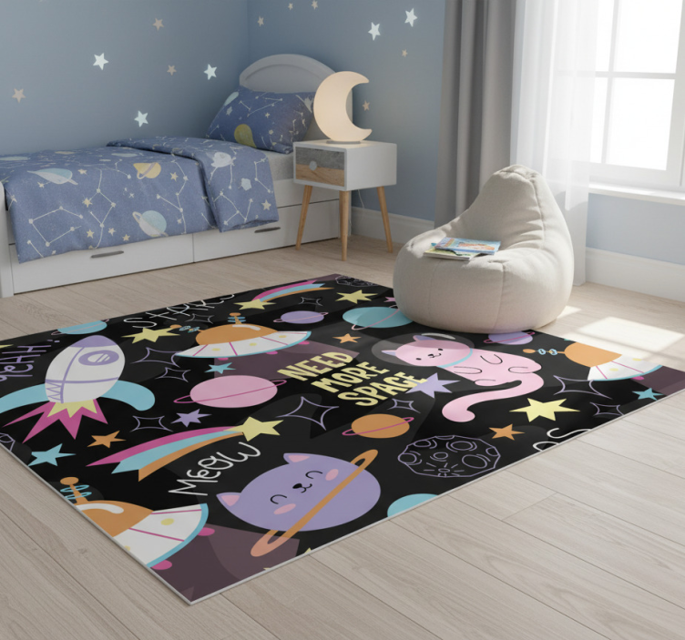 Kids vinyl rug cats in space - TenStickers