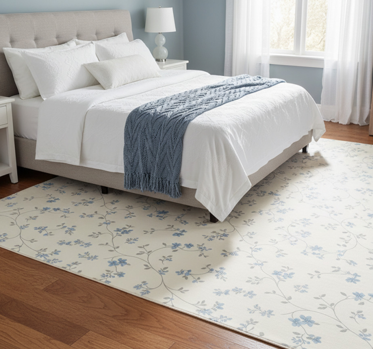 Bedroom vinyl rug classic blue meadow trail - TenStickers