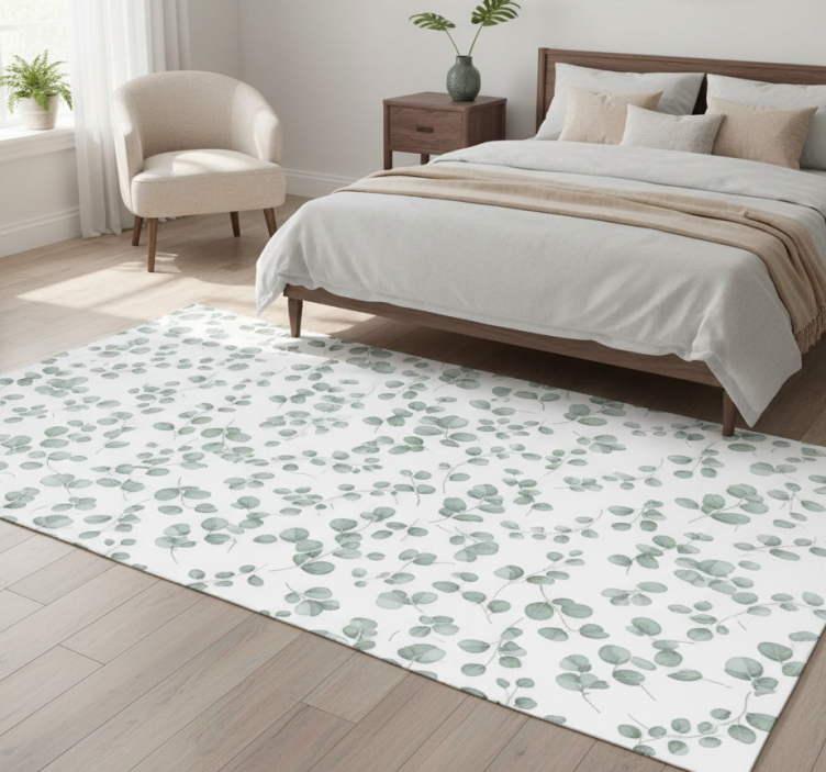 Bedroom vinyl rug elegant seamless floral design - TenStickers