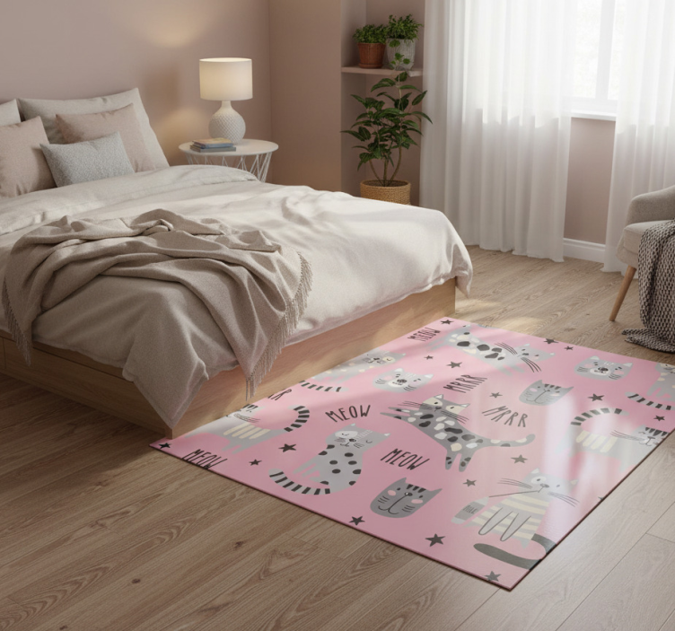 Bedroom vinyl rug for trendy cats - TenStickers