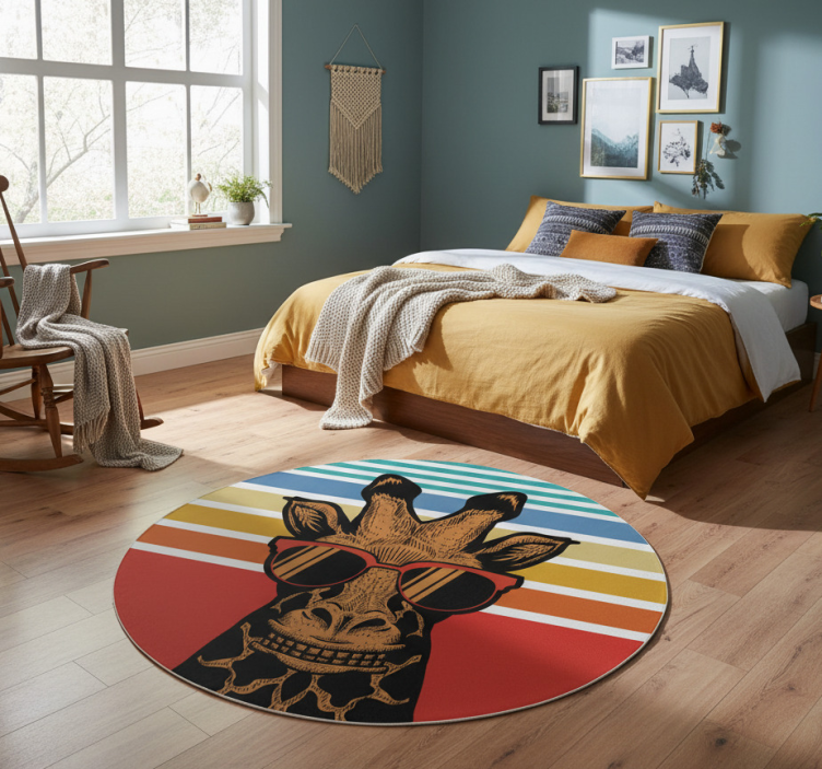 Bedroom vinyl rug hipster giraffe design - TenStickers