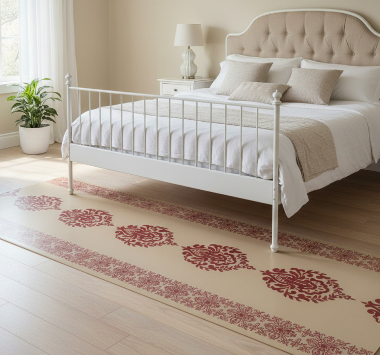 Bedroom vinyl rug in beige floral french style - TenStickers