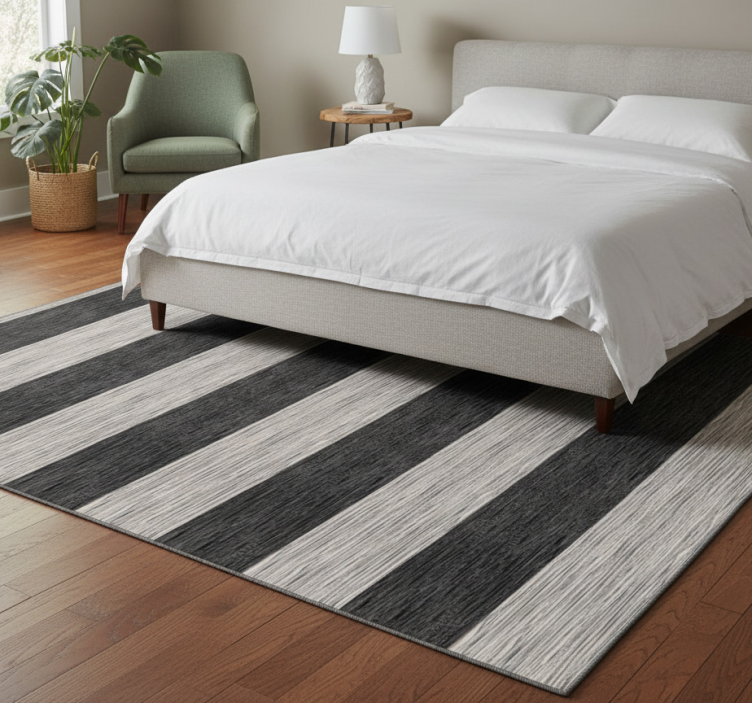 Bedroom vinyl rug in black and white wood effect - TenStickers