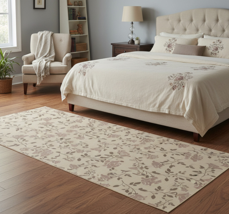 Bedroom vinyl rug in brown vintage rose pattern - TenStickers