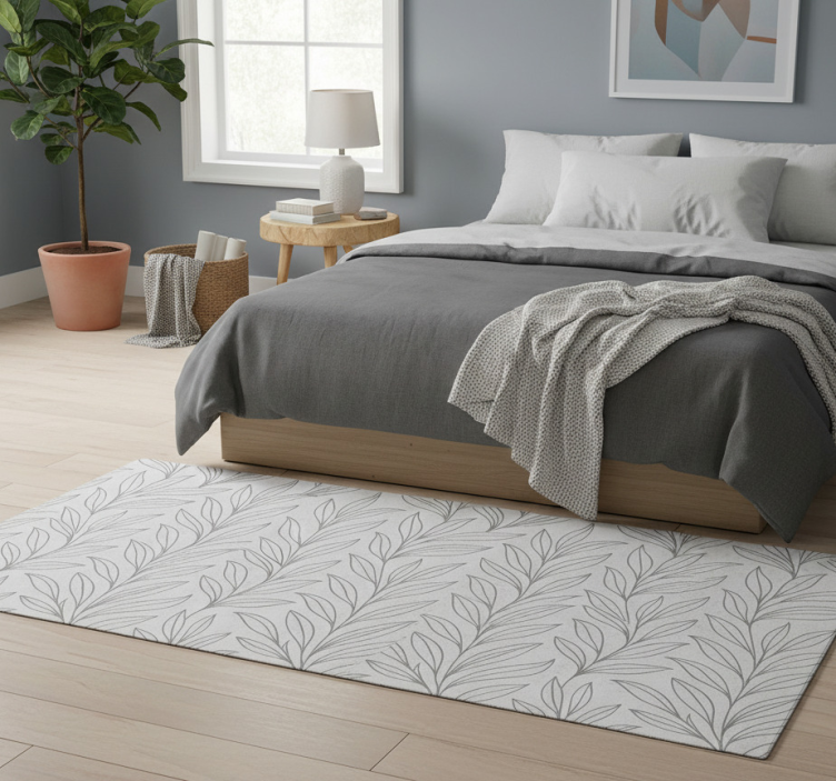 Bedroom vinyl rug in grey cement design - TenStickers