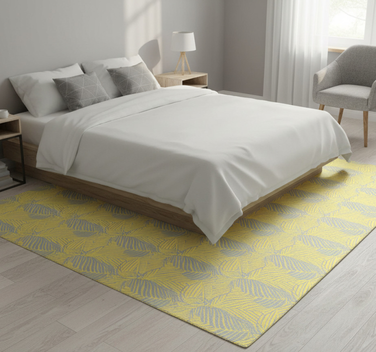 Bedroom vinyl rug in pantone tropical leaves - TenStickers
