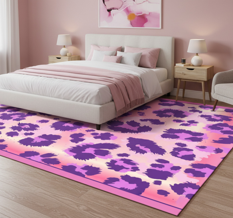 Pink leopard fur bedroom vinyl rug - TenStickers