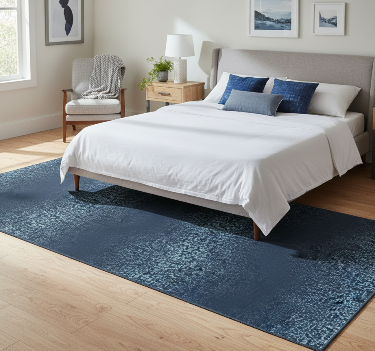 Bedroom vinyl rug in retro blue dotted design - TenStickers