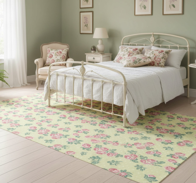 Bedroom vinyl rug in shabby chic dots pattern - TenStickers