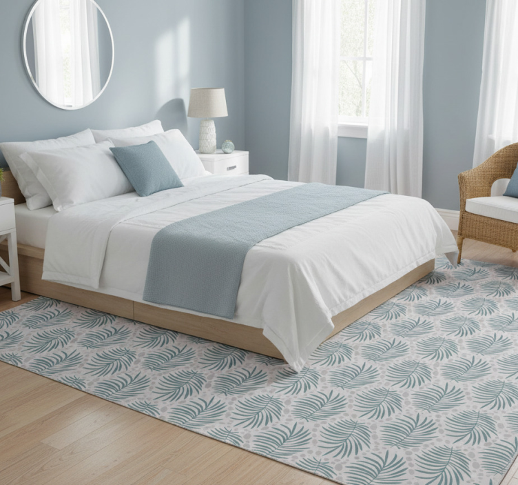 Bedroom vinyl rug in tropical blue hamptons pattern - TenStickers