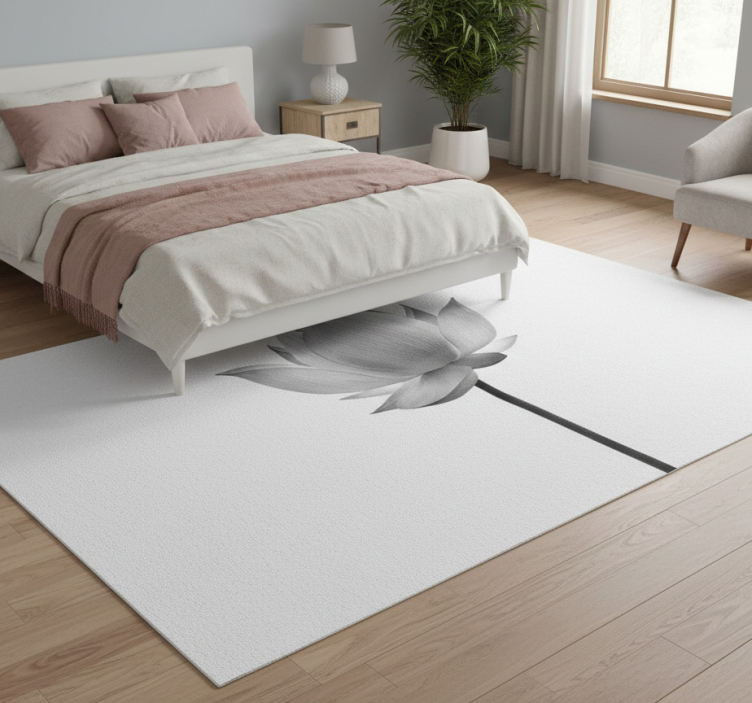 Bedroom vinyl rug lotus solitary flower - TenStickers
