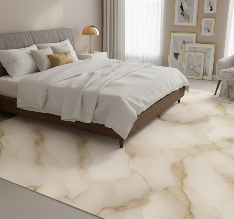 Bedroom vinyl rug luxury white and gold marble - TenStickers