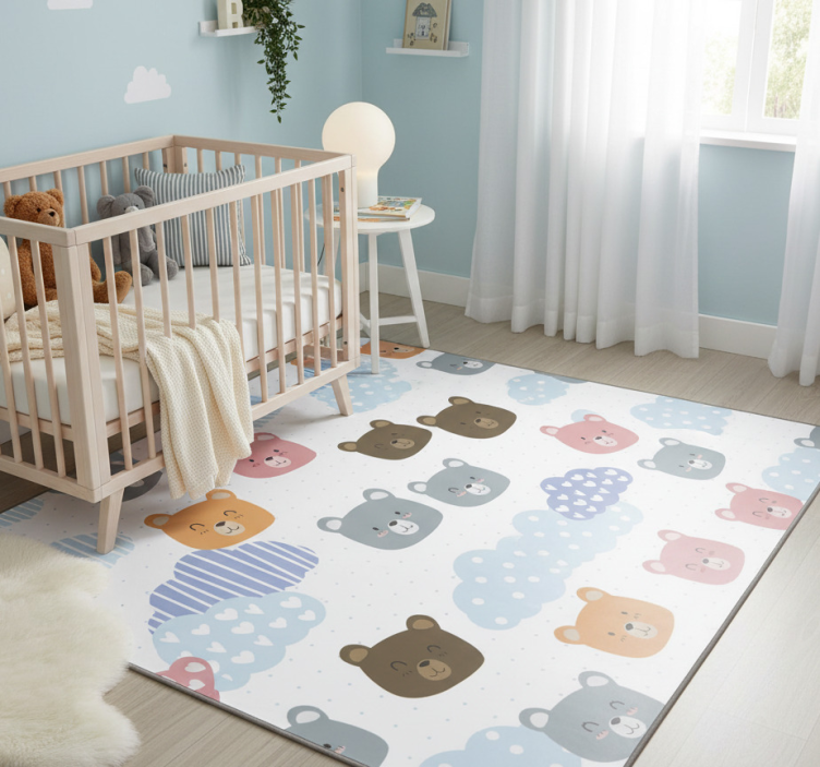 Bedroom vinyl rug minimalistic bear smile design - TenStickers