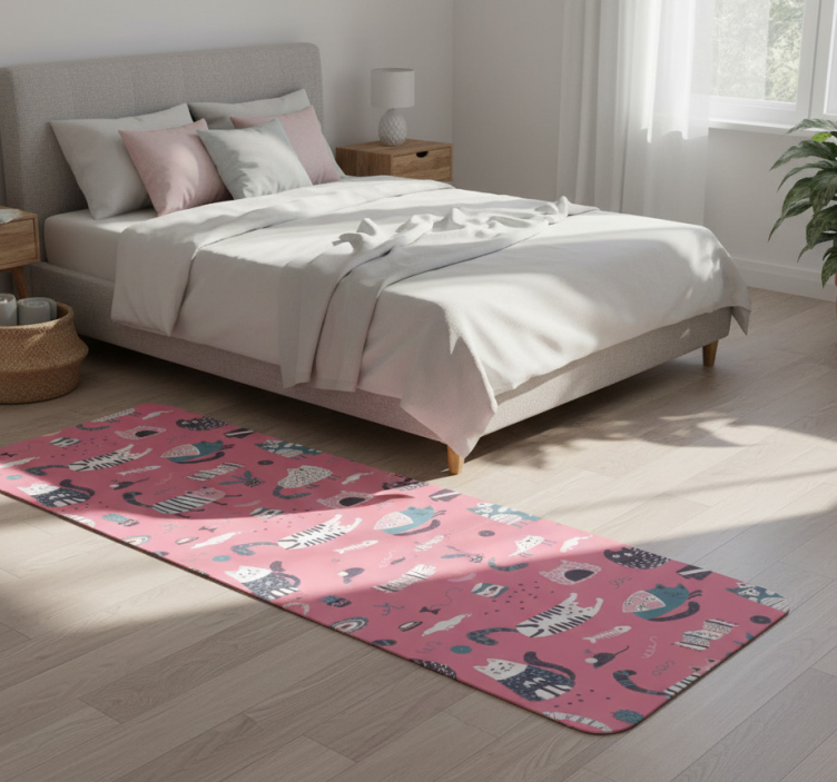 Bedroom vinyl rug nordic cats - TenStickers
