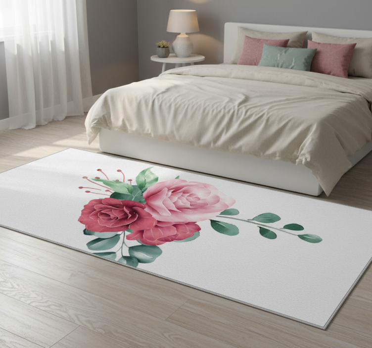 Bedroom vinyl rug peony bouquet design - TenStickers