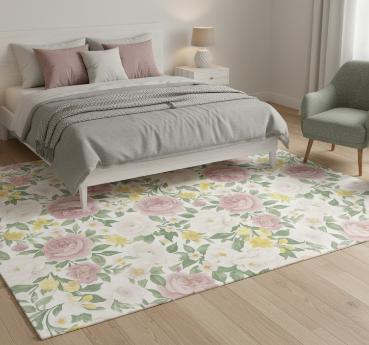 Bedroom vinyl rug smoky mysterious botanical design - TenStickers