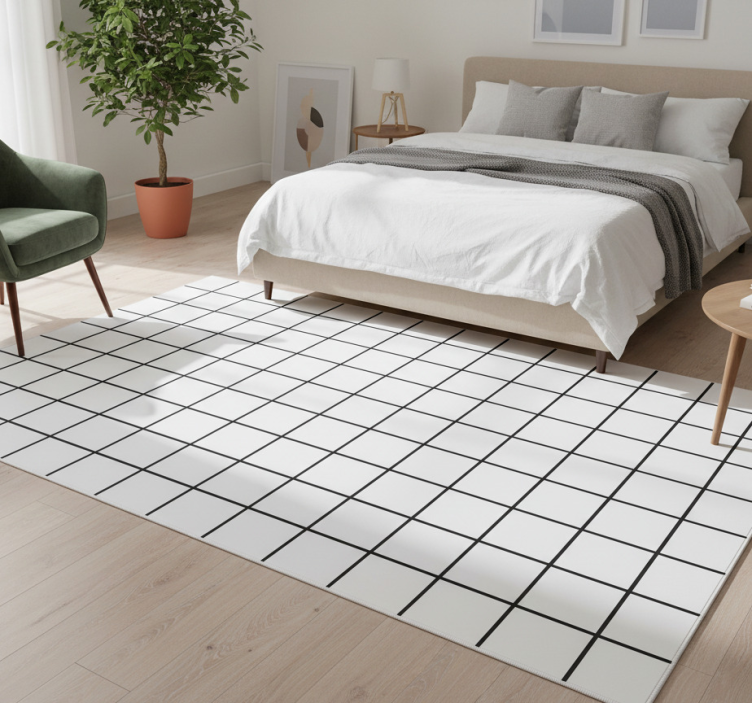 Bedroom vinyl rug uneven checkerboard pattern - TenStickers
