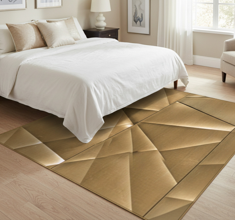Bedroom vinyl rug with 3d golden polygon design - TenStickers