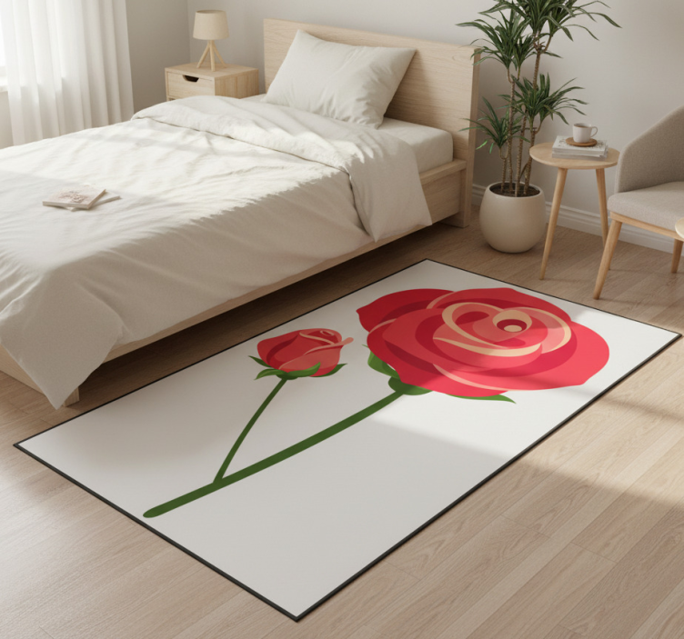 Bedroom vinyl rug with 3d rose design - TenStickers