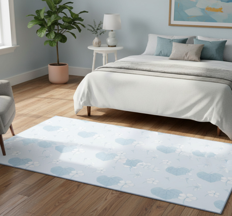 Bedroom vinyl rug with 80's floral blue design - TenStickers