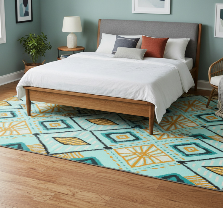 Bedroom vinyl rug with abstract geometric design - TenStickers
