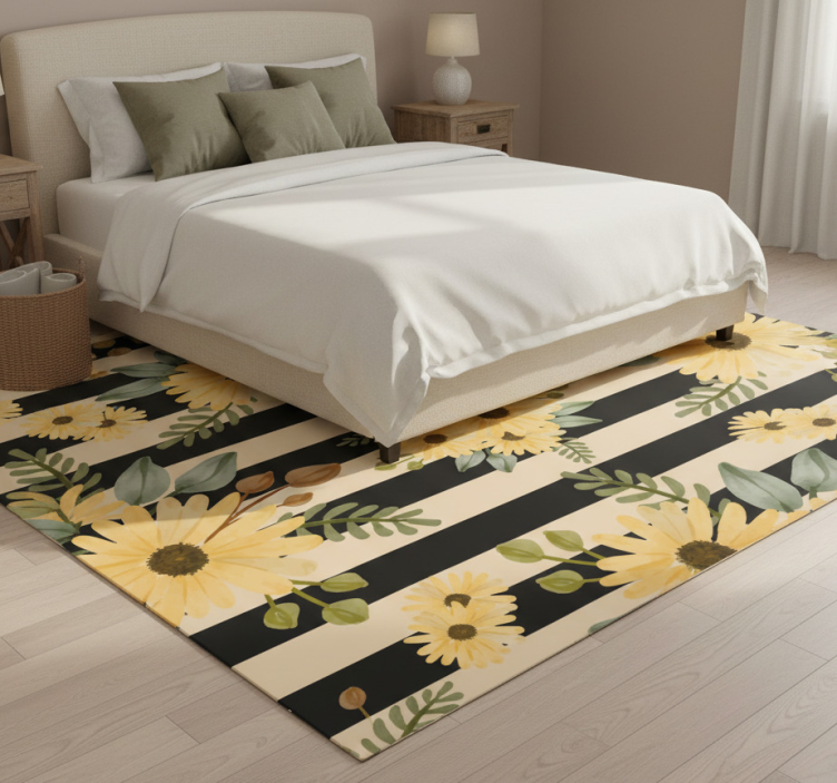 Bedroom vinyl rug with autumn sunflowers stripes - TenStickers