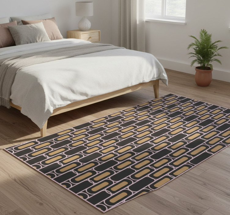Bedroom vinyl rug with brown and pink stripes - TenStickers