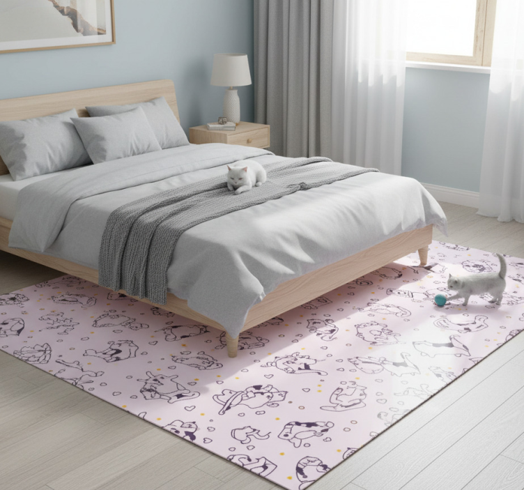 Bedroom vinyl rug with cat music band design - TenStickers