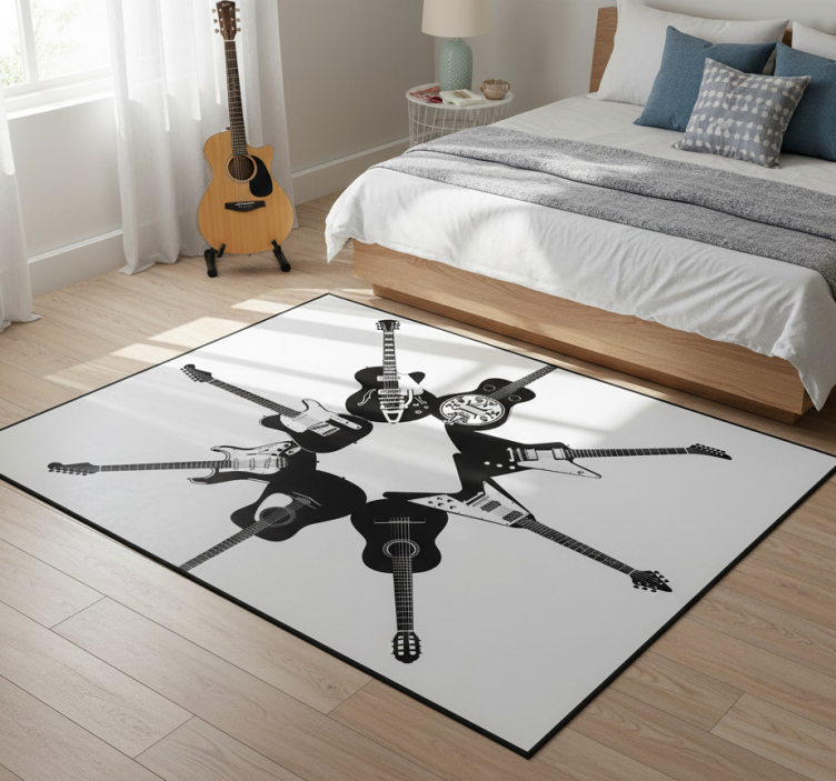 Bedroom vinyl rug with circular guitars design - TenStickers