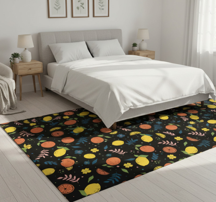 Bedroom vinyl rug with citrus fruits and leaves - TenStickers