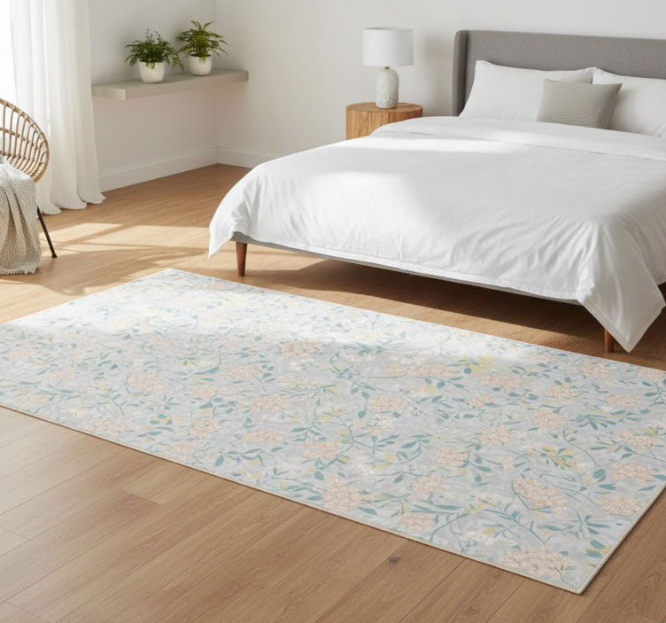 Bedroom vinyl rug with elegant 80's floral design - TenStickers