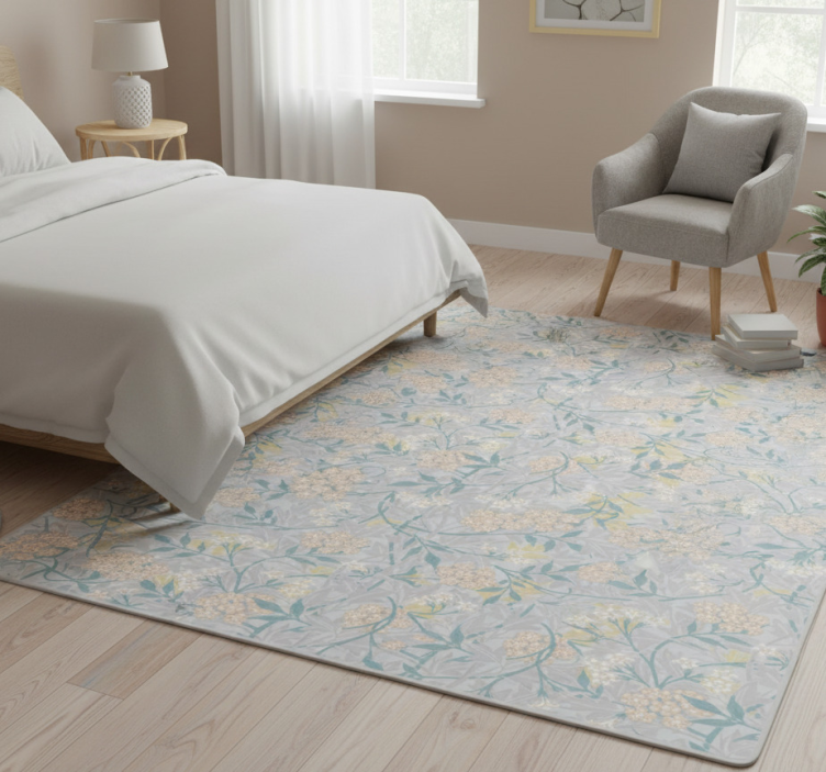 Bedroom vinyl rug with elegant 80's floral pattern - TenStickers