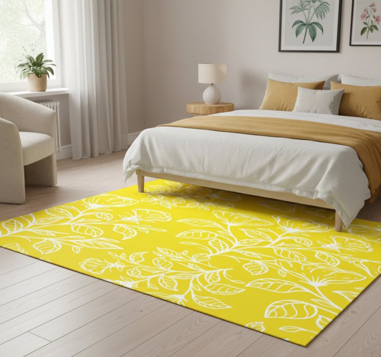Bedroom vinyl rug with floral design pattern - TenStickers