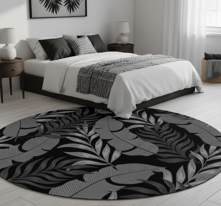 Bedroom vinyl rug in dark jungle leaves - TenStickers