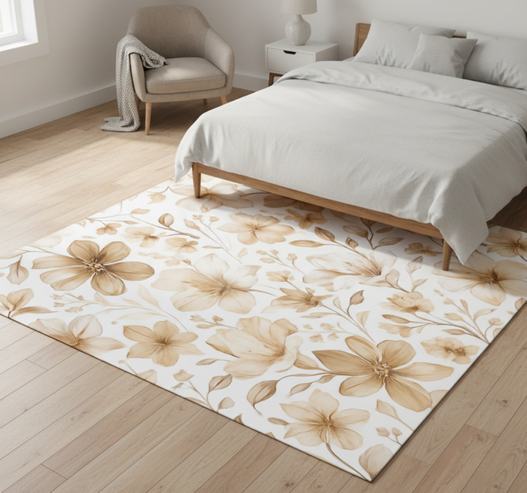 Bedroom vinyl rug with lifelike floral design - TenStickers